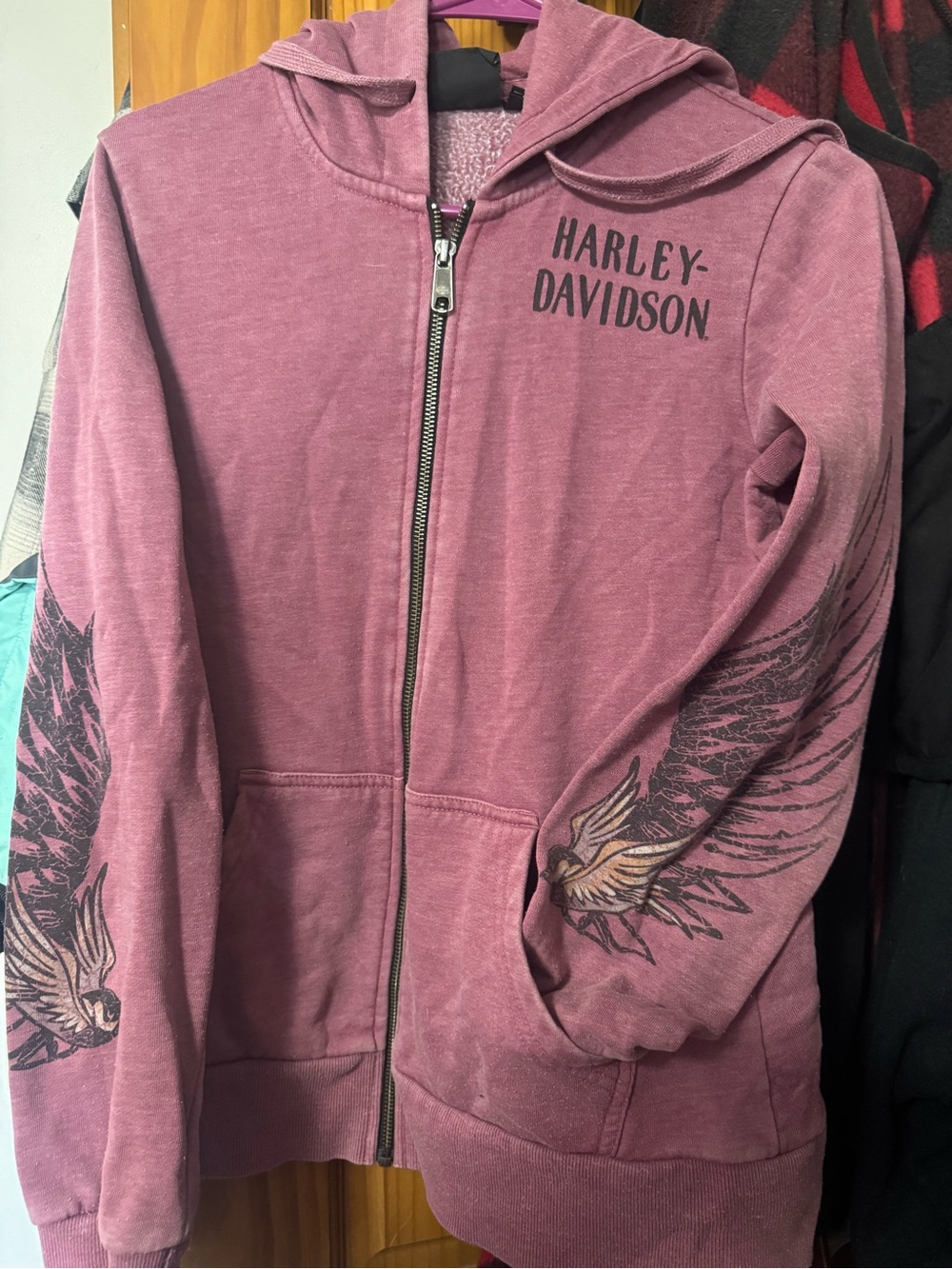 Harley-Davidson women’s Zip-Up Hoodie with Wing Sleeve Graphics